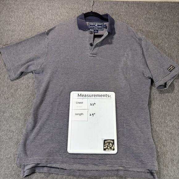 Polo Sport Ralph Lauren Polo Shirt Mens Large Navy Blue White Striped Sportsman - Picture 5 of 6